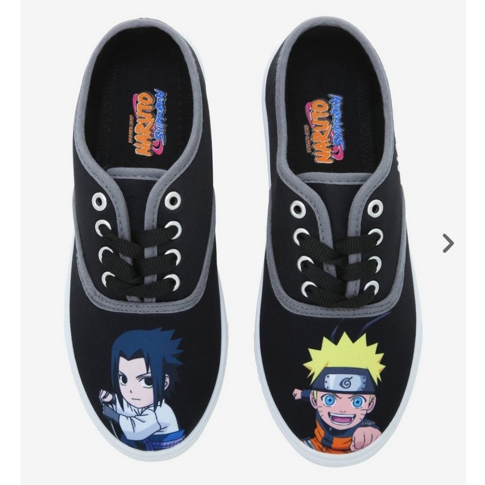 Naruto Shippuden Sasuke & Naruto Lace-Up UNISEX Sneakers Sz 9 Hot Topic